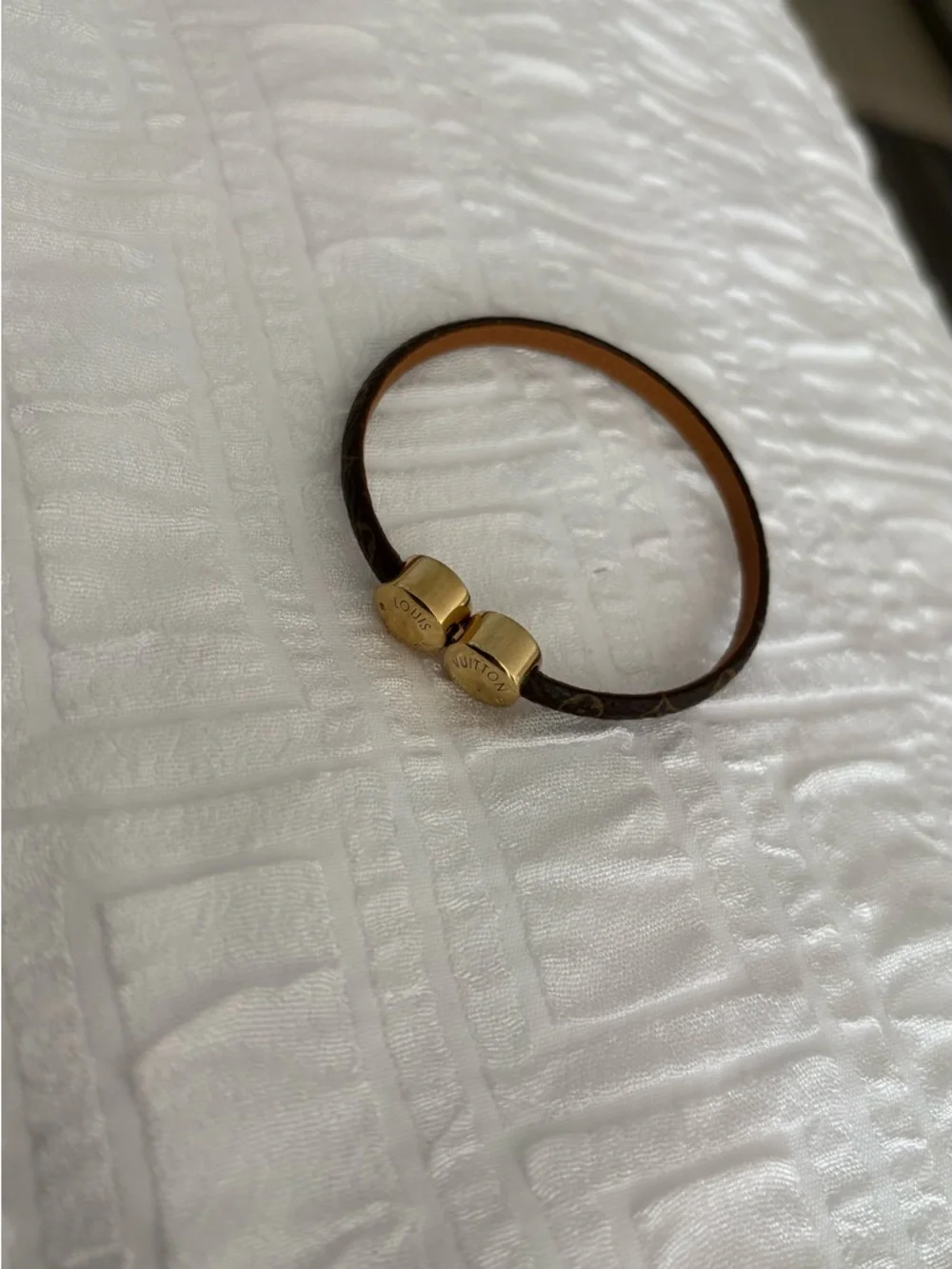 Louis Vuitton Brown Monogram Slim Bracelet with Gold Discs
